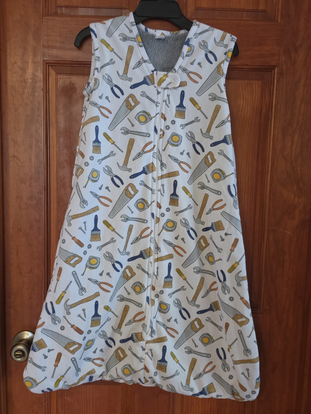 Kids Sleeveless Sleep Sack - Tool Print White/Blue